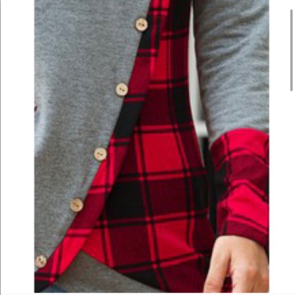 New! Clearance buffalo Plaid Heather Grey Tunic - Picture 5 of 8